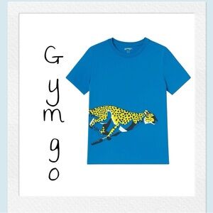 Gymgo Blue Cheetah Graphic Tee – Size M (7–8)